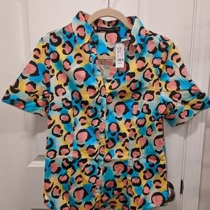 Women's Medium Leopard Collared shirt